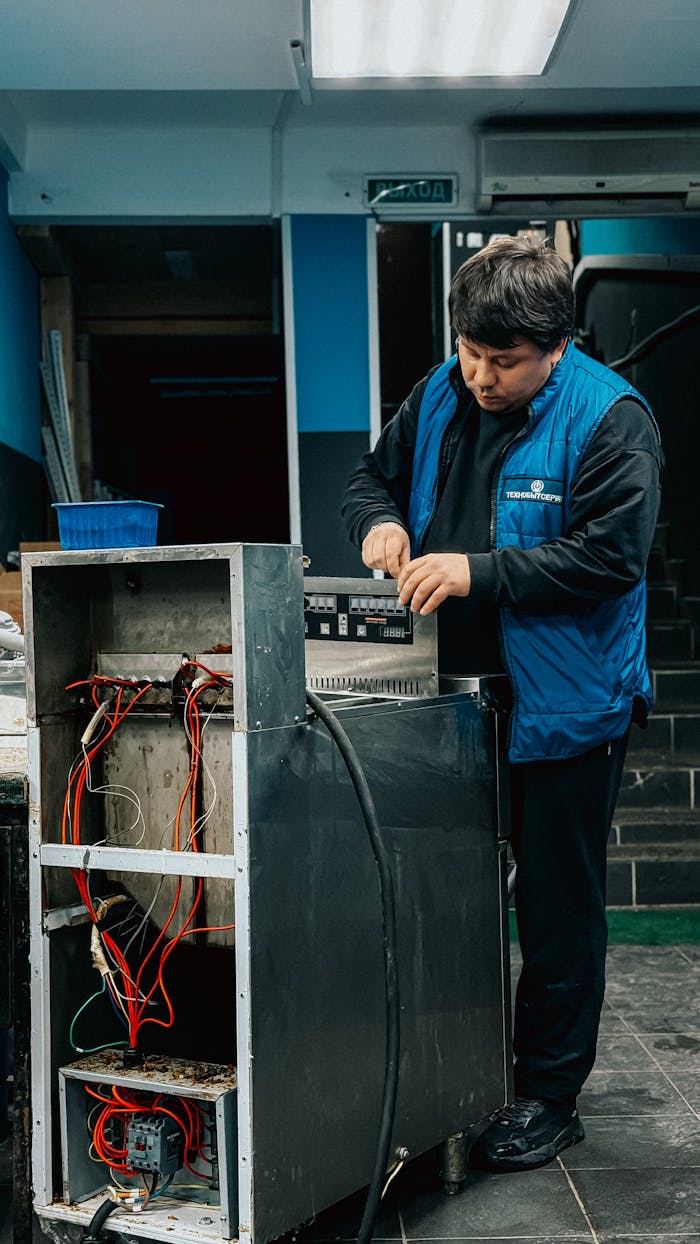 The Art of Drawing Readers In: Your attractive post title goes here A technician focuses on repairing electrical equipment indoors.